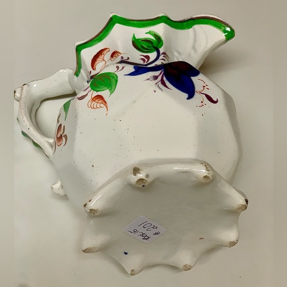 19th Century Gaudy Welsh Unrecorded Pattern Octagonal Footed Jug Handled Pitcher - Picture 9 of 16